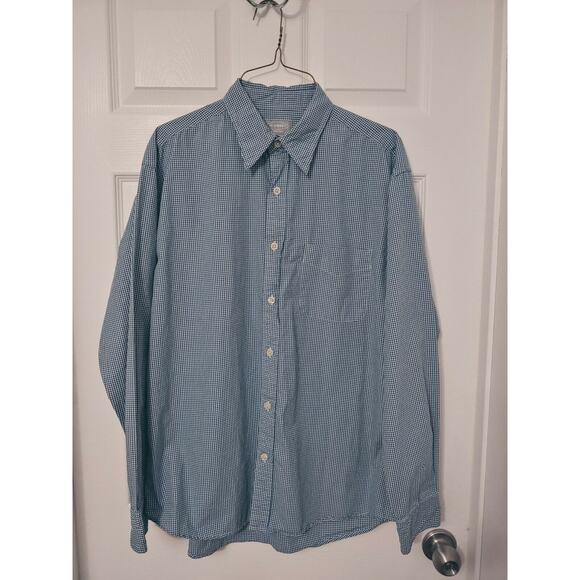**Mens Old Navy Gingham Blue Button Front sz M - Picture 1 of 3
